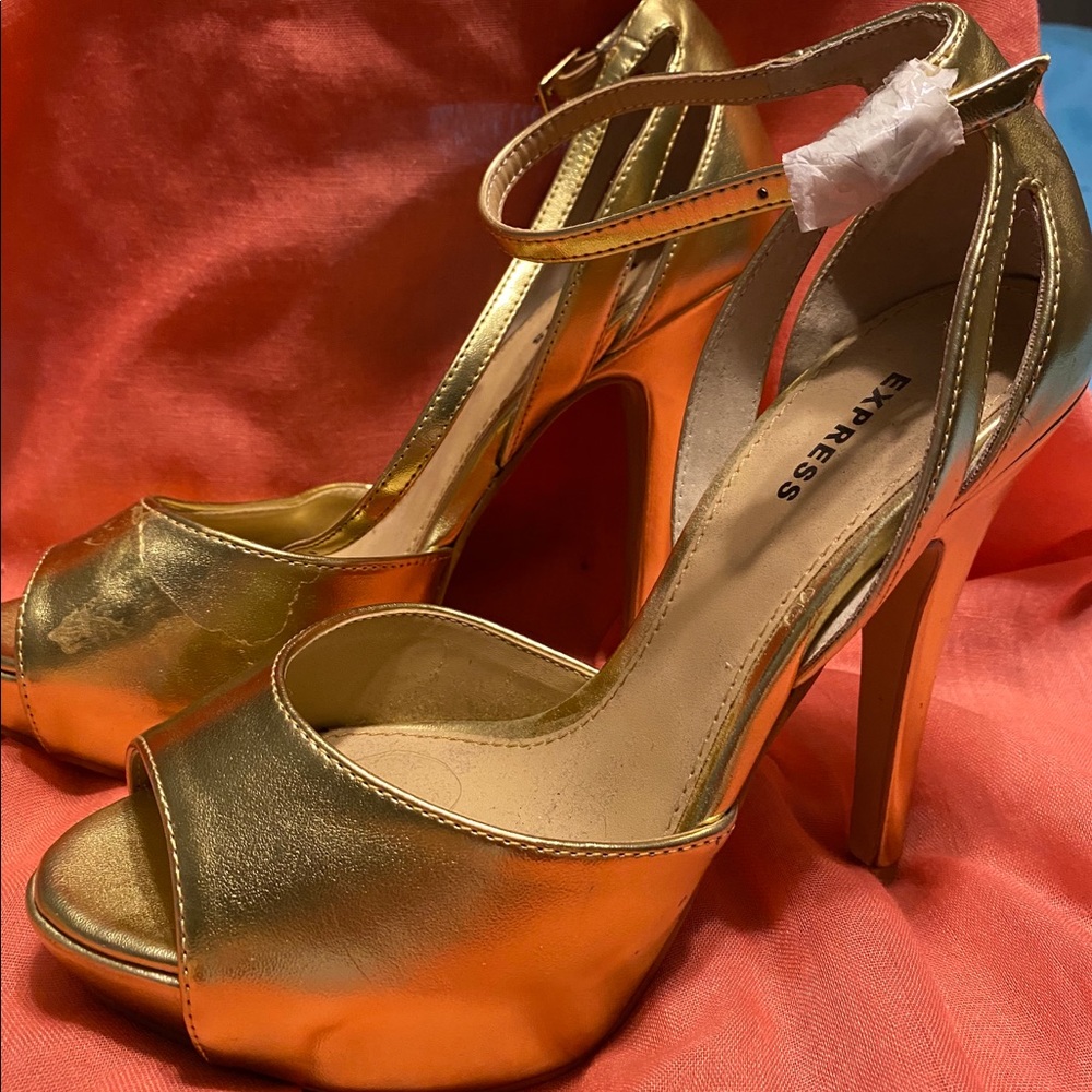 Never worn gold platform sandals